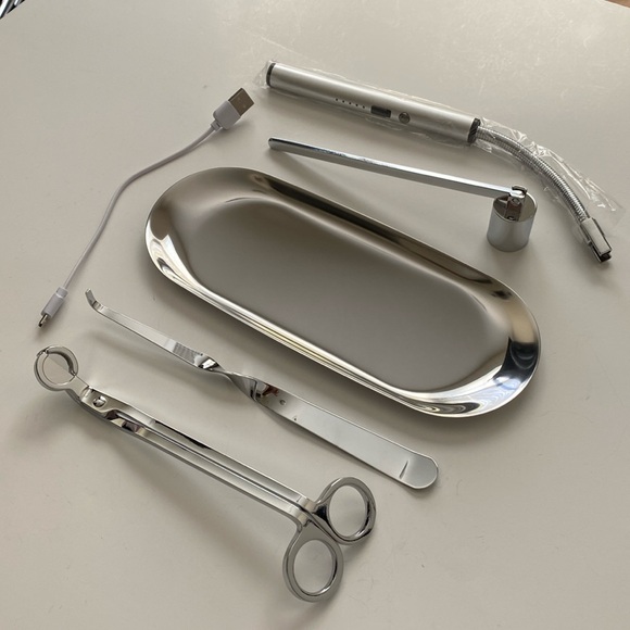 Candle Care Kit Silver Chrome Metal 5- in 1 - Picture 2 of 7